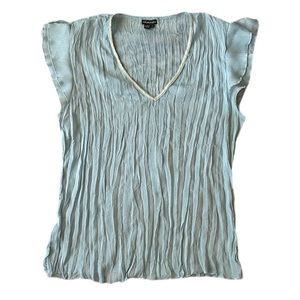 Y2K sequin trim crinkled chiffon cap sleeve top